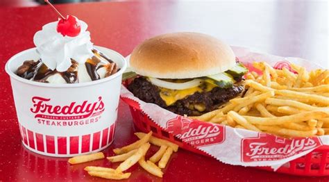 Freddies burger - Specialties: If you are searching for "restaurants near me," you are likely to find one of the best hamburger restaurants in Lakeville, MN! Freddy's Frozen Custard & Steakburgers is more than your traditional American hamburger restaurant. After your delicious dinner, make sure and try the freshly churned creamy desserts. The frozen custard desserts are …